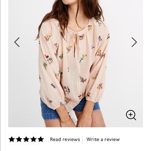 SOLD Madewell Botanical Embroidered Peasant Top